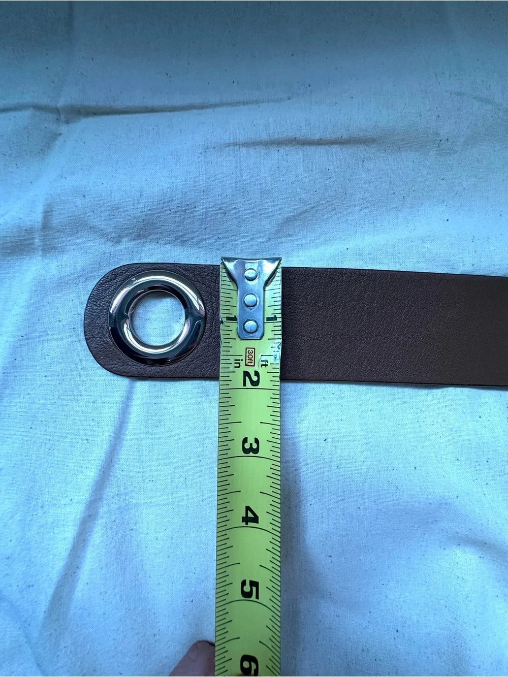 WHBM Cognac Brown Leather O-Ring Loop Wrap Belt M/L